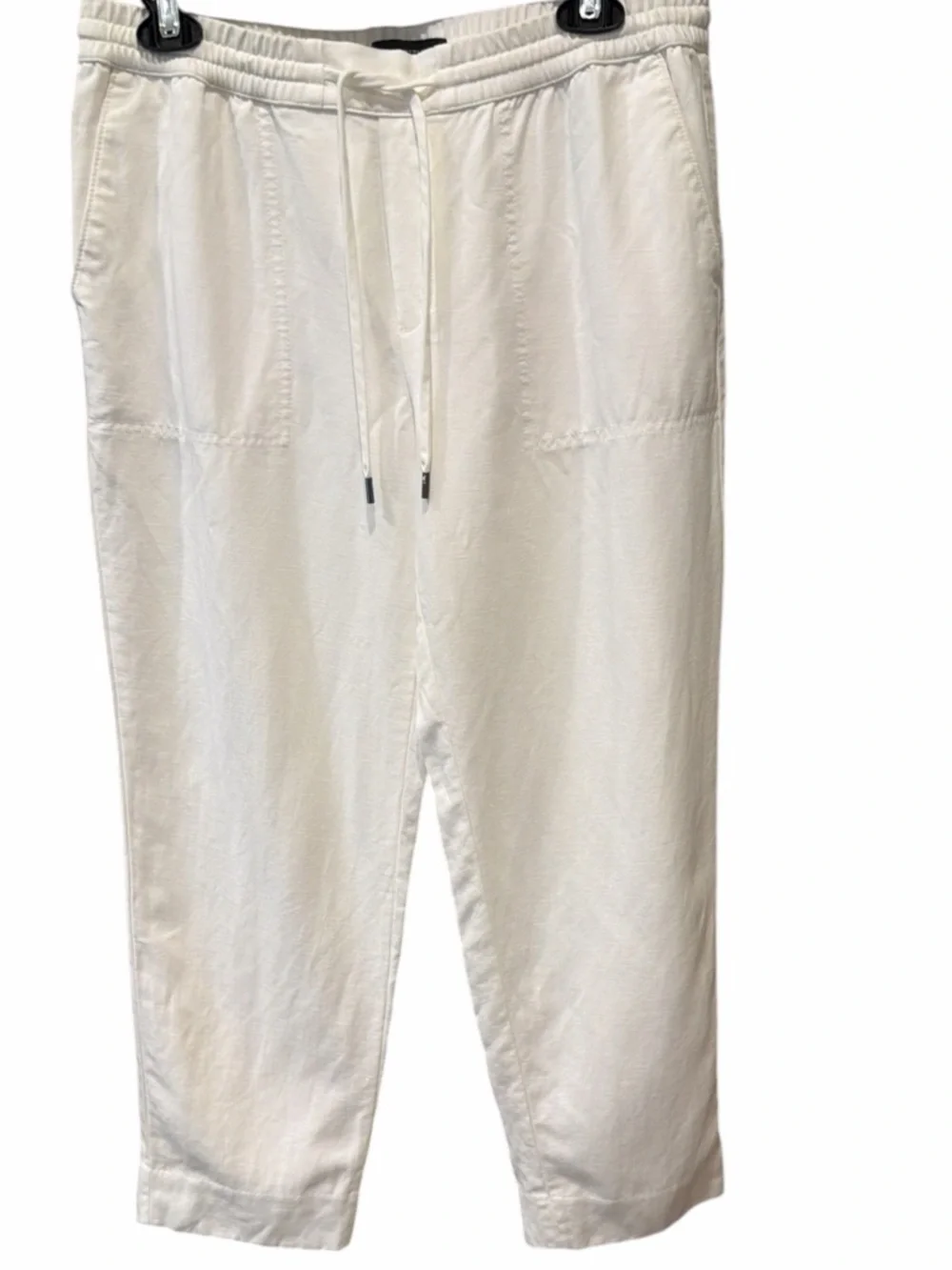 Banana Republic White Linen Blend Pull-On Crop Pants Utility Pocket Clean Minima